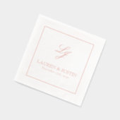 Elegante Monogram Simple Script Wedding Rose Gold Servietten Mit Folie (Links)