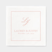 Elegante Monogram Simple Script Wedding Rose Gold Servietten Mit Folie (Vorderseite)