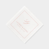 Elegante Monogram Simple Script Wedding Rose Gold Servietten Mit Folie (Rechts)