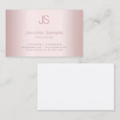 Elegante Monogram Simple Template Rose Gold Modern Visitenkarte (Vorne/Hinten)