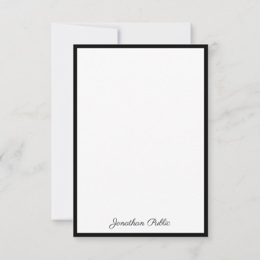 Elegante Monogram-Skriptvorlage Mitteilungskarte (Rückseite)