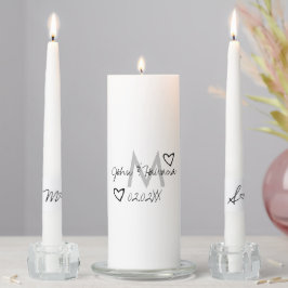 Elegante Monogram Slanted Heart Wedding Kerzenset