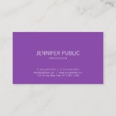 Elegante Monogram Sleek Schlicht Lila Violet Luxus Visitenkarte (Rückseite)