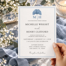 Elegante Monogram Staubblaue Hochzeit 