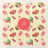 Elegante Monogram Summer Watermelon Drinks Glasuntersetzer (Vorderseite)
