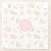 Elegante Monogram Summer Watermelon Drinks Glasuntersetzer (Rückseite)