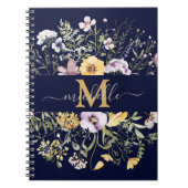 Elegante Monogram Summer Wildblume Meadow Floral Notizblock (Vorderseite)
