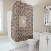 Elegante Monogram Tan & Cream Block Print Blätter Duschvorhang (Beispiel)