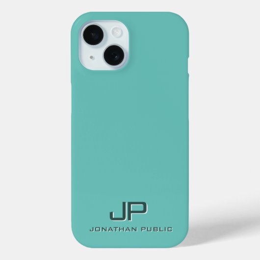 Elegante Monogram Template Aquamarin blau grün Case-Mate iPhone Hülle (Rückseite)