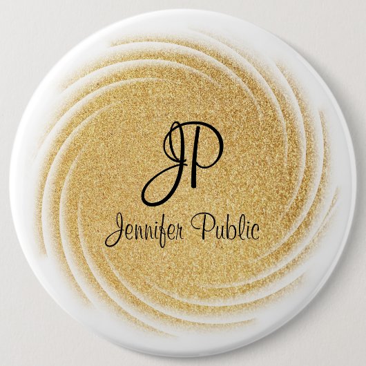 Elegante Monogram Template Imitate Gold Glitzer Lo Button (Vorderseite)