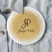 Elegante Monogram Template Imitate Gold Glitzer Lo Button (Beispiel)