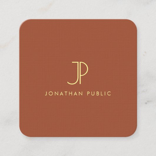 Elegante Monogram Template Luxury Premium Linen Quadratische Visitenkarte (Vorderseite)