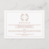 Elegante Monogram Terracota Hochzeitdetails Begleitkarte (Vorderseite)