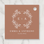 Elegante Monogram Terracota Wedding Geschenkanhänger (Rückseite)