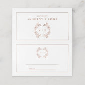 Elegante Monogram Terracota Wedding Platzkarte (Außenseite Aufgefaltet)