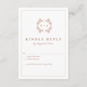 Elegante Monogram Terracota Wedding RSVP Card Begleitkarte (Vorderseite)