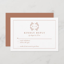 Elegante Monogram Terracota Wedding RSVP Card Begleitkarte