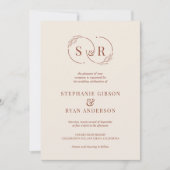 Elegante Monogram Terracotta Burnt Orange Wedding Einladung (Vorderseite)