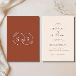 Elegante Monogram Terracotta Burnt Orange Wedding Einladung