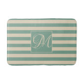 Elegante Monogram Türkis Cream Stripes Coastal Badematte (Vorderseite)