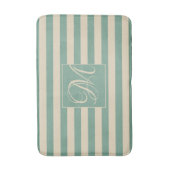 Elegante Monogram Türkis Cream Stripes Coastal Badematte (Vorderseite Vertikal)