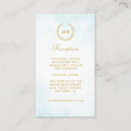 Elegante Monogram Turquoise Hochzeitsempfehlung Begleitkarte