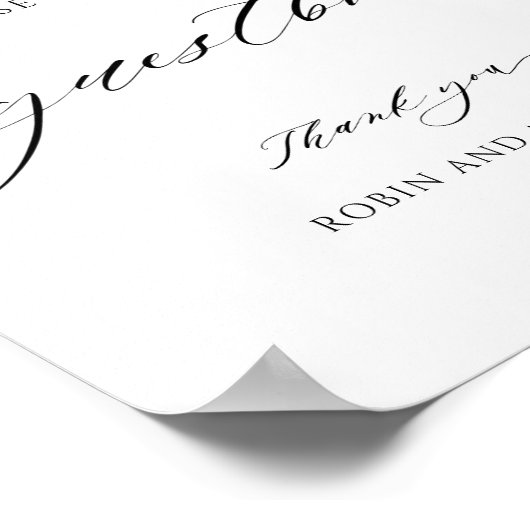 Elegante Monogram und Script Wedding Gästebuchsign Poster (Ecke)