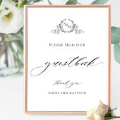 Elegante Monogram und Script Wedding Gästebuchsign Poster