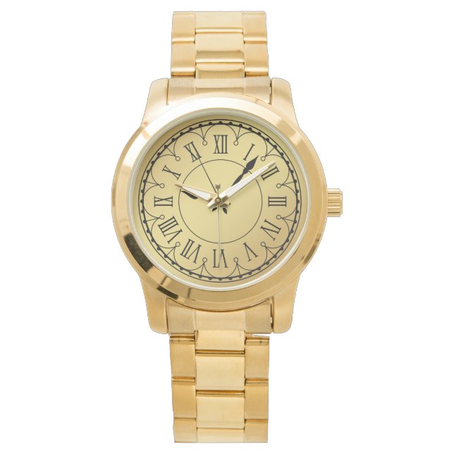Elegante Monogram Unisex Roman Numerals Armbanduhr (Vorderseite)