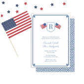 Elegante Monogram USA Flag Newlyweds Brunch Weddin Einladung