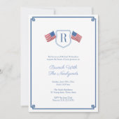 Elegante Monogram USA Flag Newlyweds Brunch Weddin Einladung (Vorderseite)