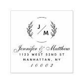 Elegante Monogram Verheiratet Couple Rücksendeadre Permastempel (Design)