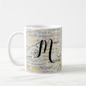 Elegante Monogram Vintag Sheet Music Kaffeetasse (Links)