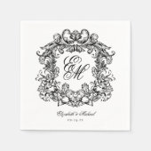 Elegante Monogram Wappen Script Wedding Serviette (Vorderseite)