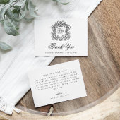 Elegante Monogram Wappen Vintage Wedding Dankeskarte