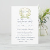 Elegante Monogram Wappen Wedding Einladung (Stehend Vorderseite)
