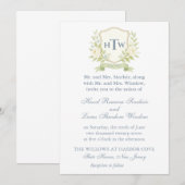 Elegante Monogram Wappen Wedding Einladung (Vorne/Hinten)