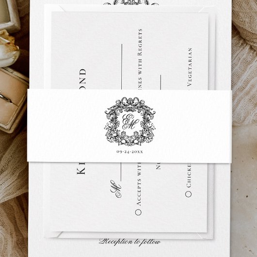 Elegante Monogram Wappen Wedding Einladungsbanderole