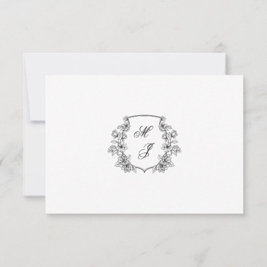 Elegante Monogram Wappen Wedding RSVP Card (Rückseite)