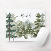 Elegante Monogram Wasserfarbene Pine Forest Mounta Mousepad (Mit Mouse)