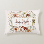 Elegante Monogram Watercolor Fall Wildblume Floral Dekokissen (Vorderseite)