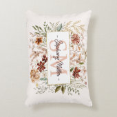Elegante Monogram Watercolor Fall Wildblume Floral Dekokissen (Vorderseite(Vertikal))