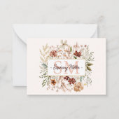 Elegante Monogram Watercolor Fall Wildblume Floral Mitteilungskarte (Vorderseite)