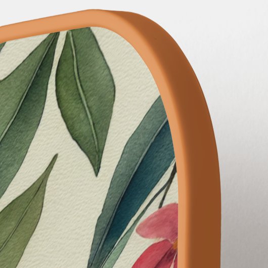 Elegante Monogram Watercolor Floral Pickleball Schläger (Linke Seite)