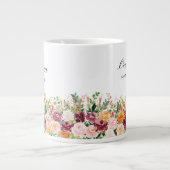 Elegante Monogram Watercolor Rose Blume Bridesmaid Jumbo-Tasse (Vorderseite)