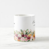 Elegante Monogram Watercolor Rose Blume Bridesmaid Kaffeetasse (Mittel)