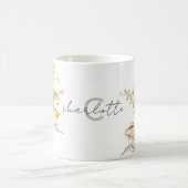 Elegante Monogram Watercolor Sonnenblume Bouquet Kaffeetasse (Mittel)