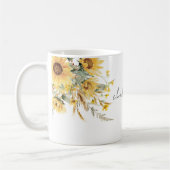 Elegante Monogram Watercolor Sonnenblume Bouquet Kaffeetasse (Links)