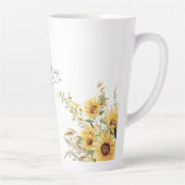 Elegante Monogram Watercolor Sonnenblume Bouquet Milchtasse (Rechts)