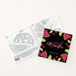 Elegante Monogram Watermelon Lemon Roter Name Reze Notizblock